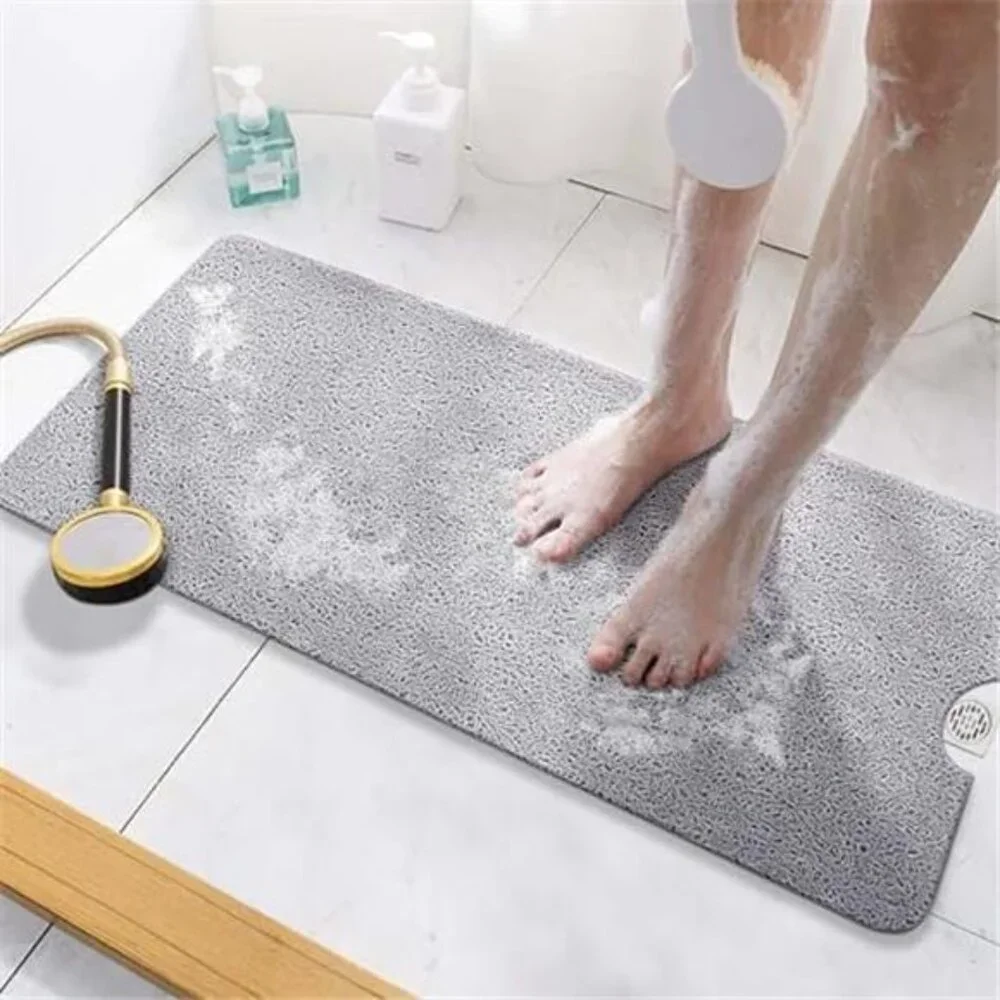 Non Slip Bathtub Mat Extra Long Bath Mat Shower Floor Mat Quick Drying Grey